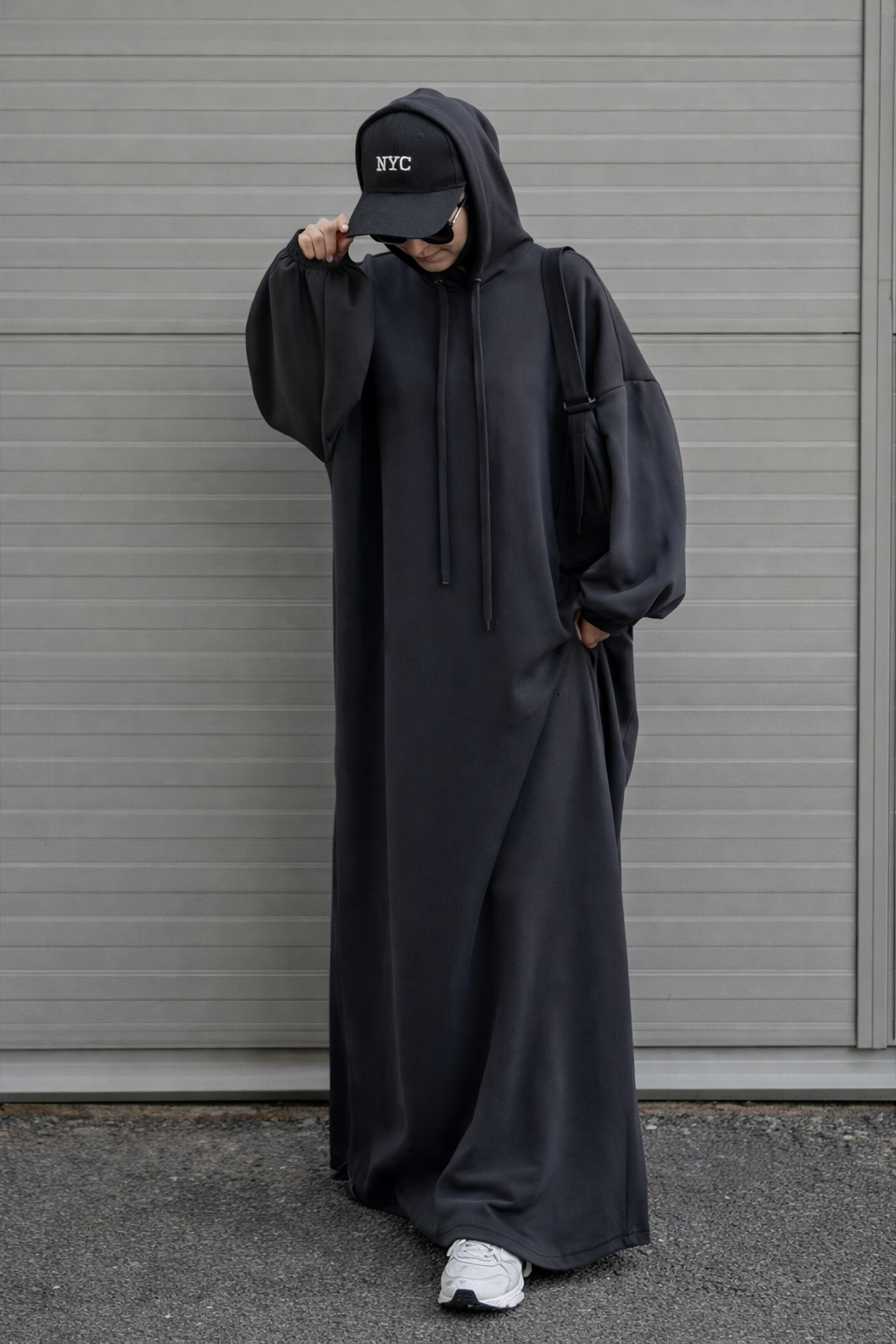 Modest Hoodie Maxi Dress | Hooded Muslim Abaya | Long Sleeve Maxi Dress with Pockets