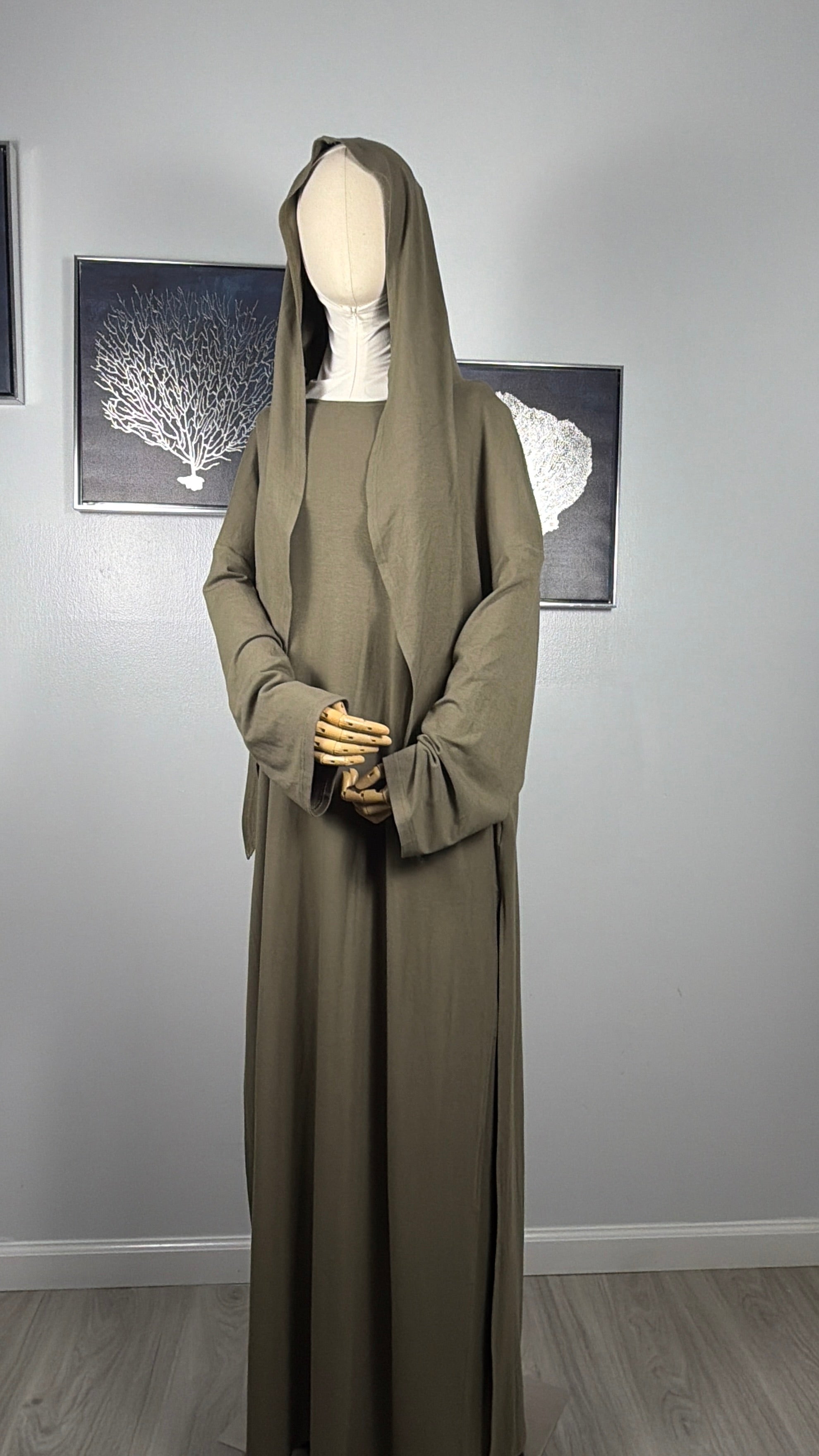 Elegant Modest Two Piece Set – Long Tunic & Wide Pants | Sand Beige