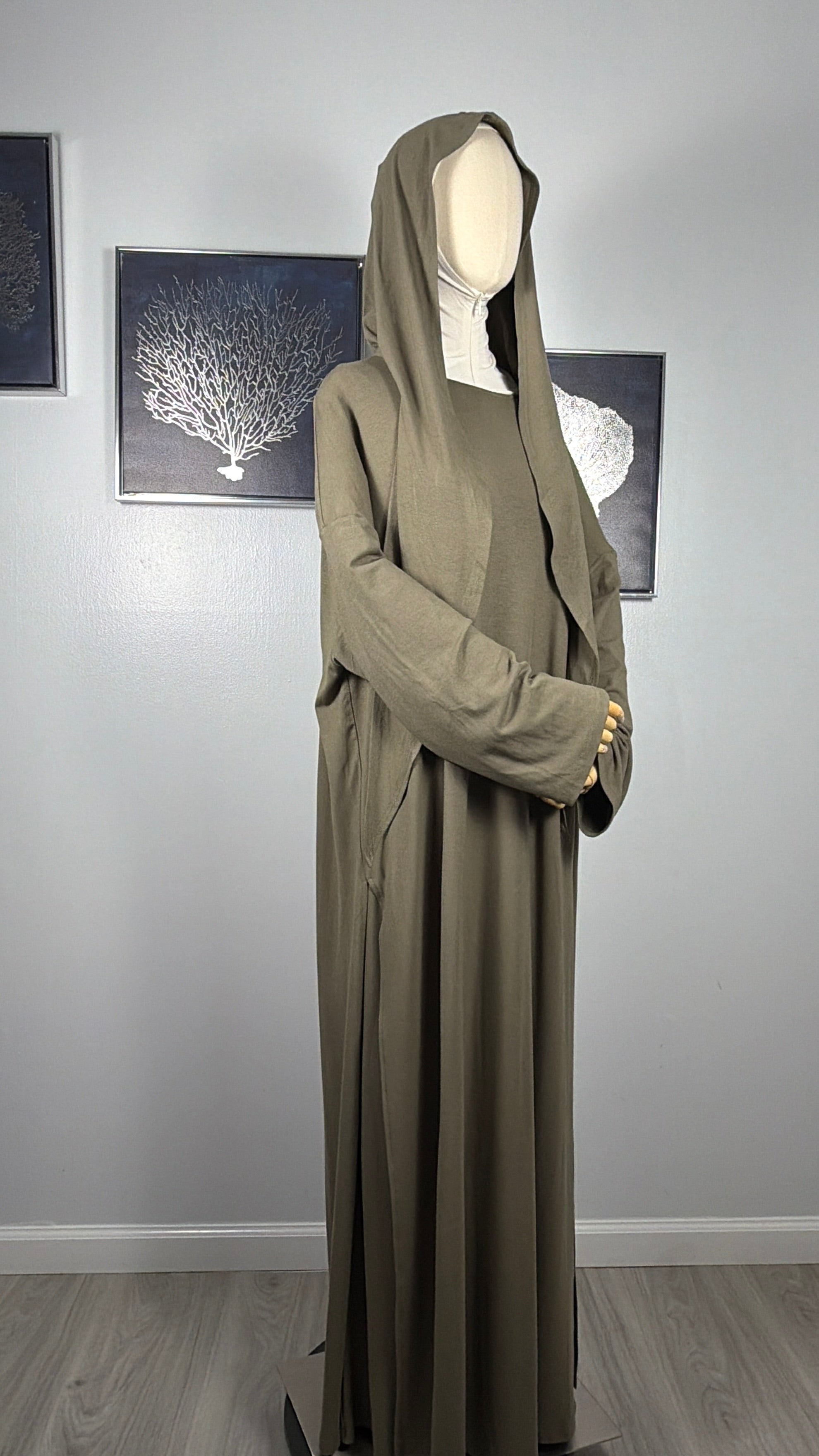 Elegant Modest Two Piece Set – Long Tunic & Wide Pants | Sand Beige