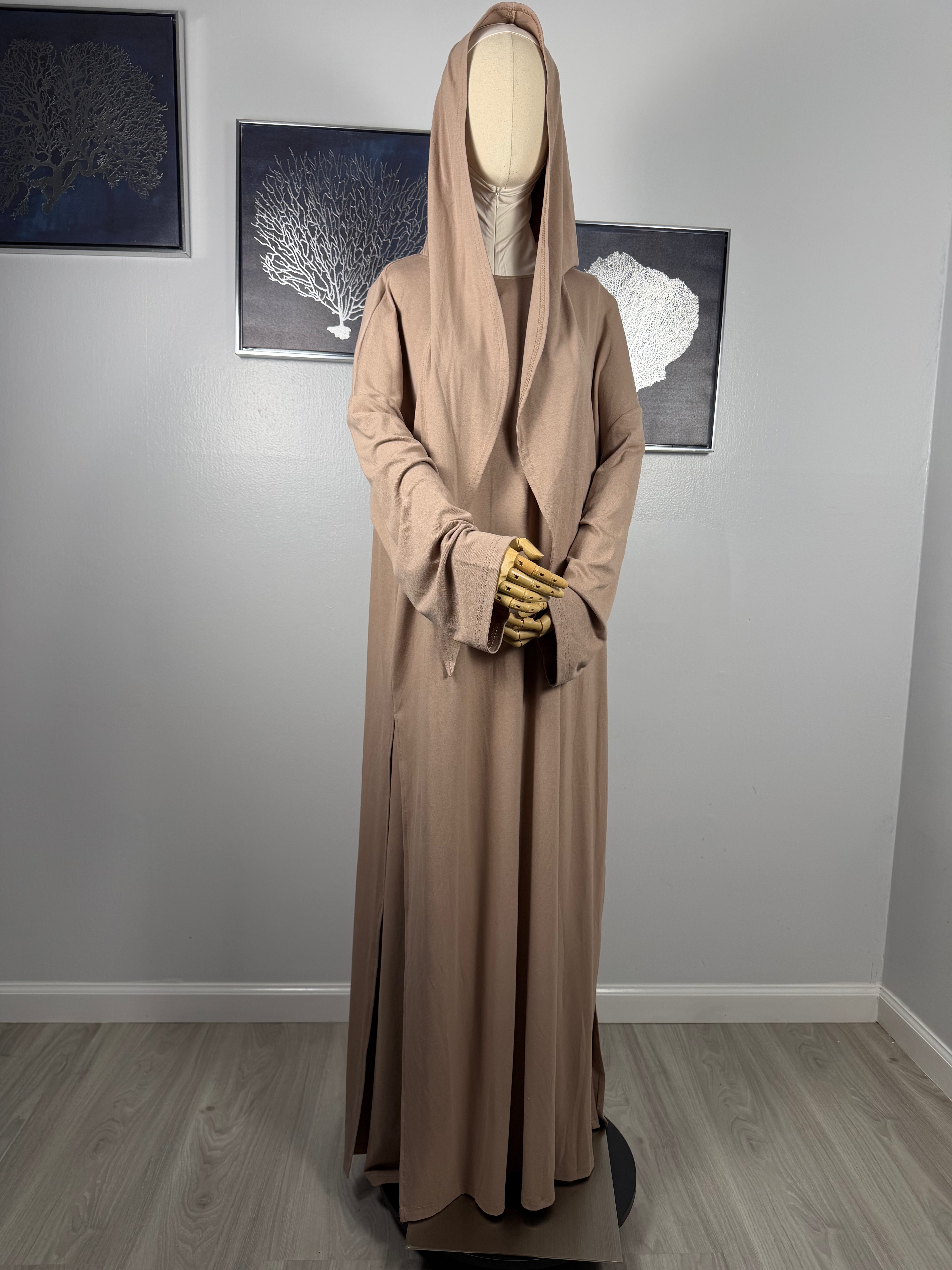 Elegant Modest Two Piece Set – Long Tunic & Wide Pants | Sand Beige