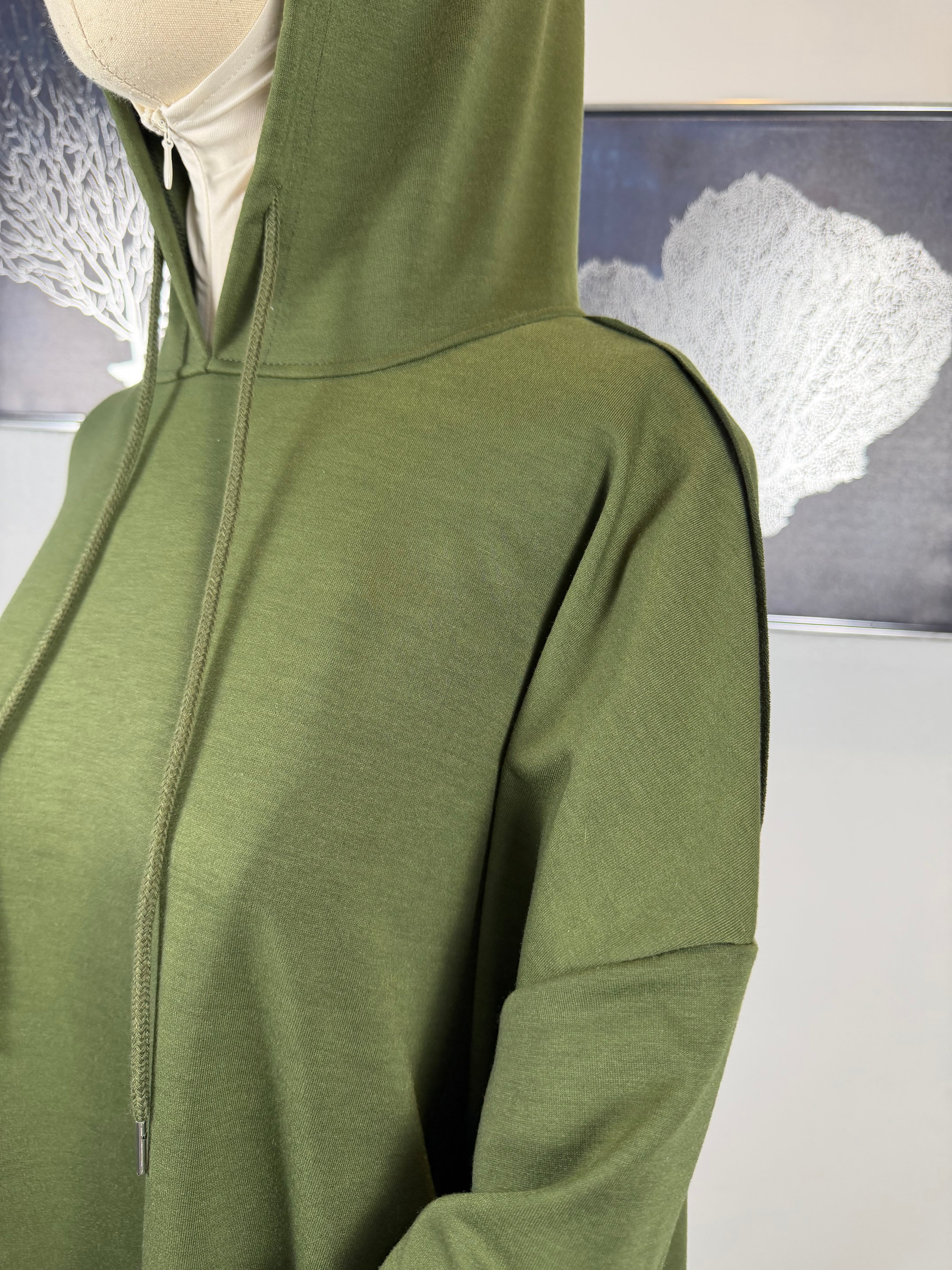Modest Hoodie Maxi Dress | Hooded Muslim Abaya | Long Sleeve Maxi Dress with Pockets