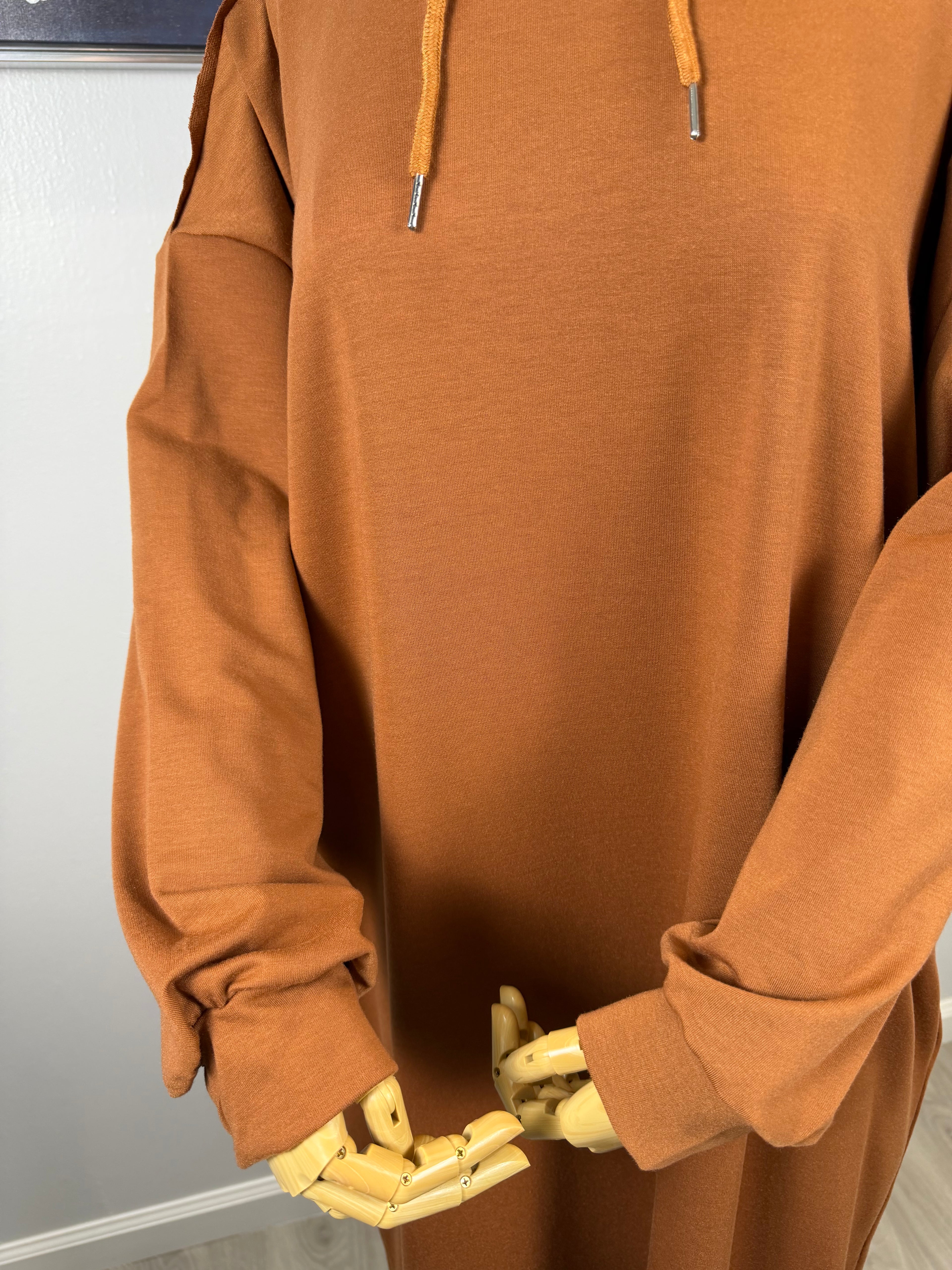 Modest Hoodie Maxi Dress | Hooded Muslim Abaya | Long Sleeve Maxi Dress with Pockets