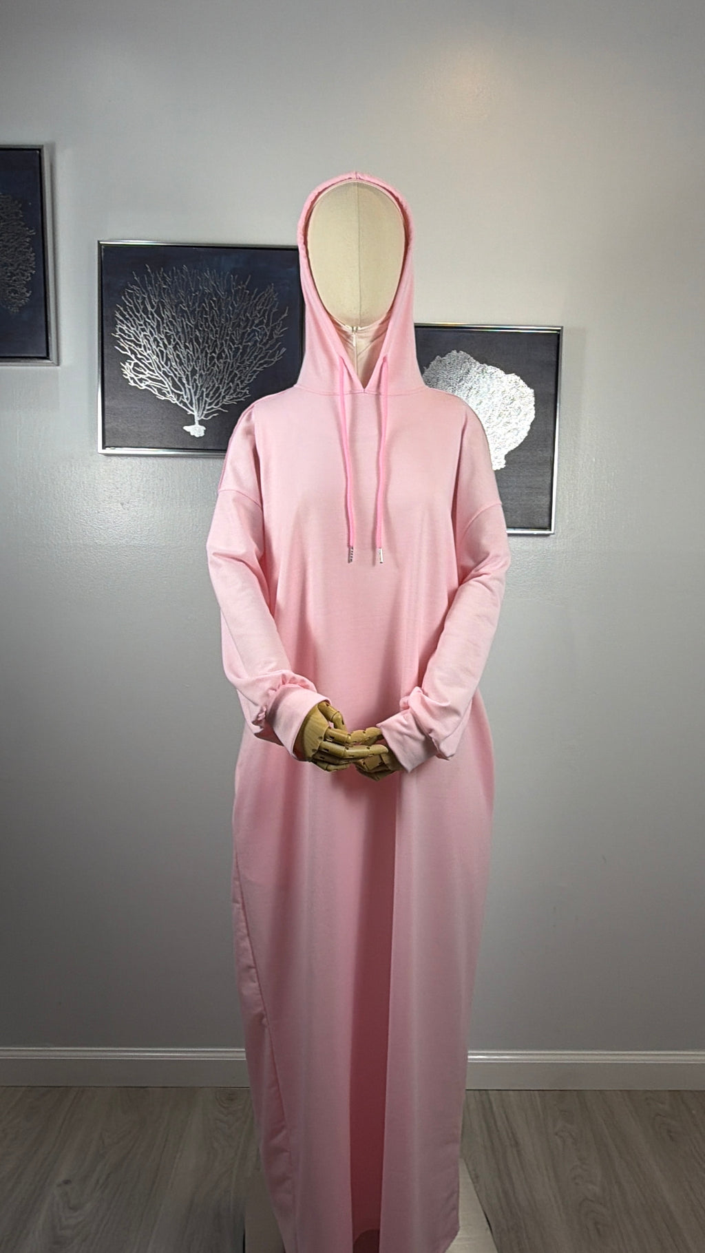 Modest Hoodie Maxi Dress | Hooded Muslim Abaya | Long Sleeve Maxi Dress with Pockets