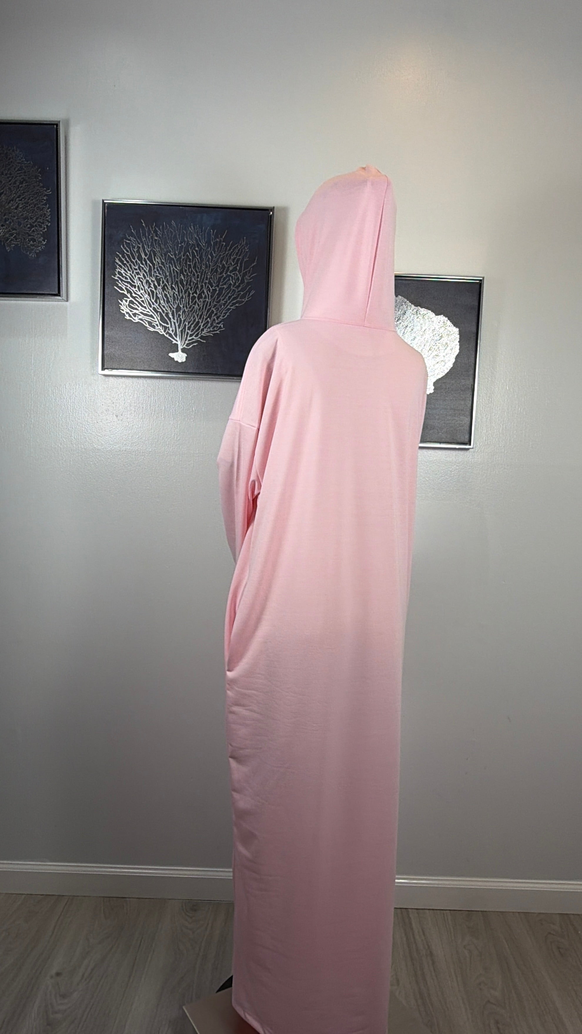 Modest Hoodie Maxi Dress | Hooded Muslim Abaya | Long Sleeve Maxi Dress with Pockets