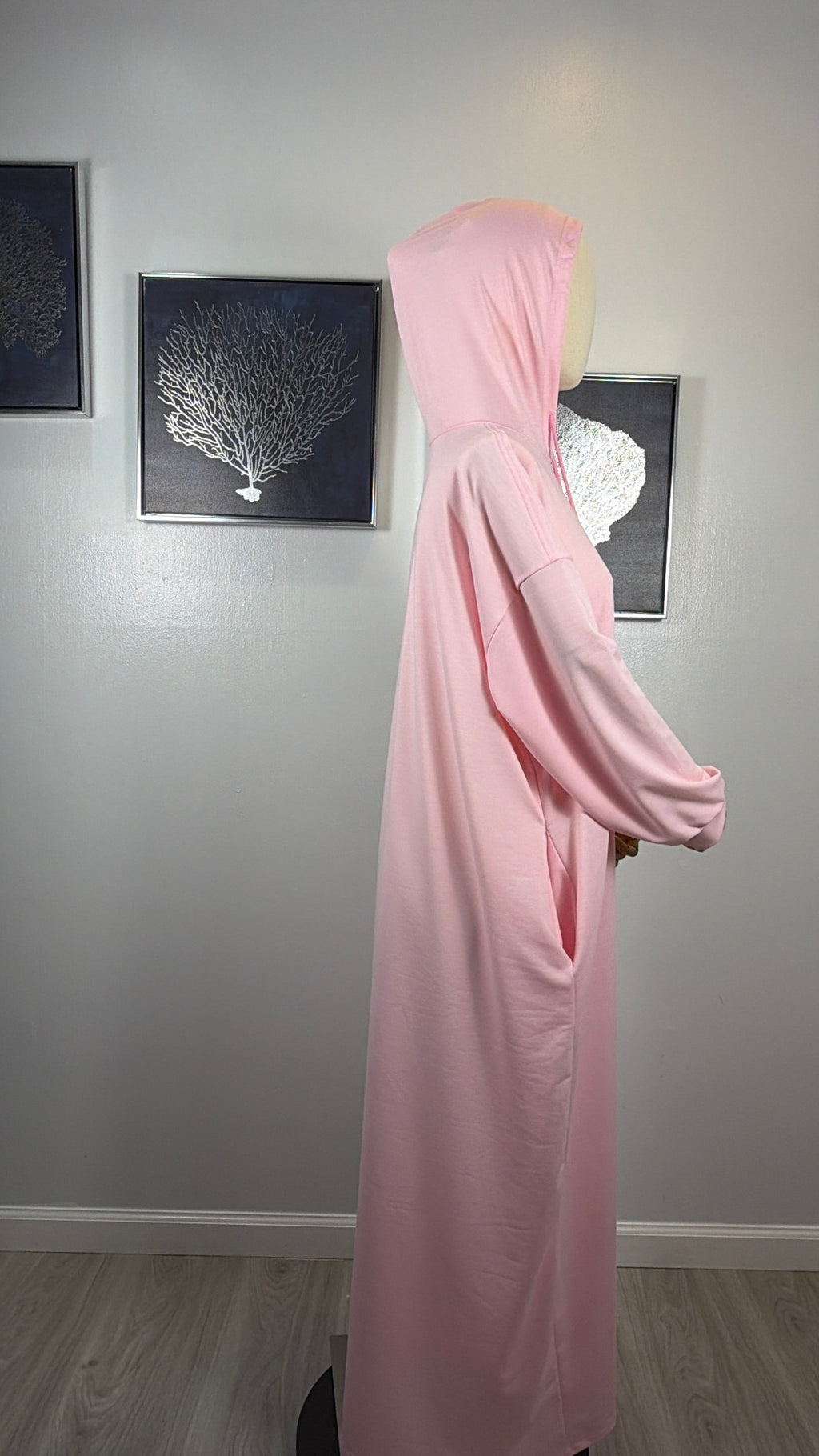 Modest Hoodie Maxi Dress | Hooded Muslim Abaya | Long Sleeve Maxi Dress with Pockets