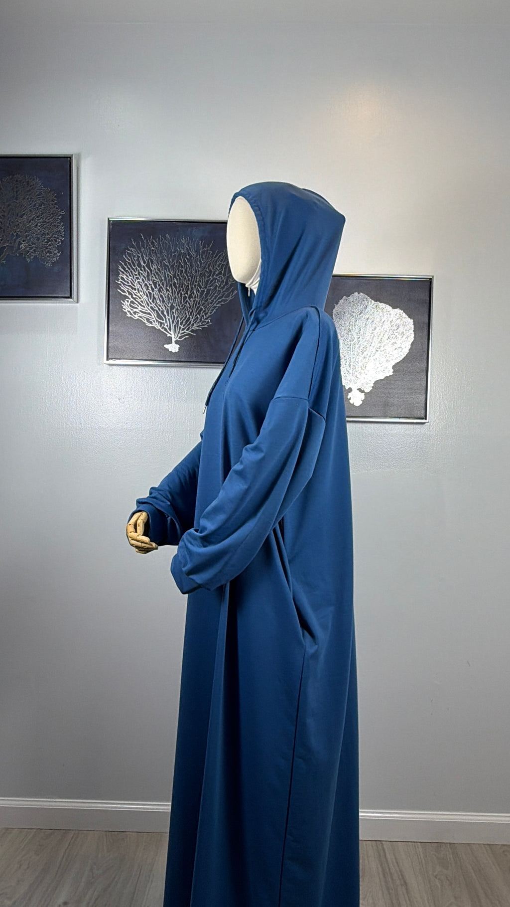 Modest Hoodie Maxi Dress | Hooded Muslim Abaya | Long Sleeve Maxi Dress with Pockets