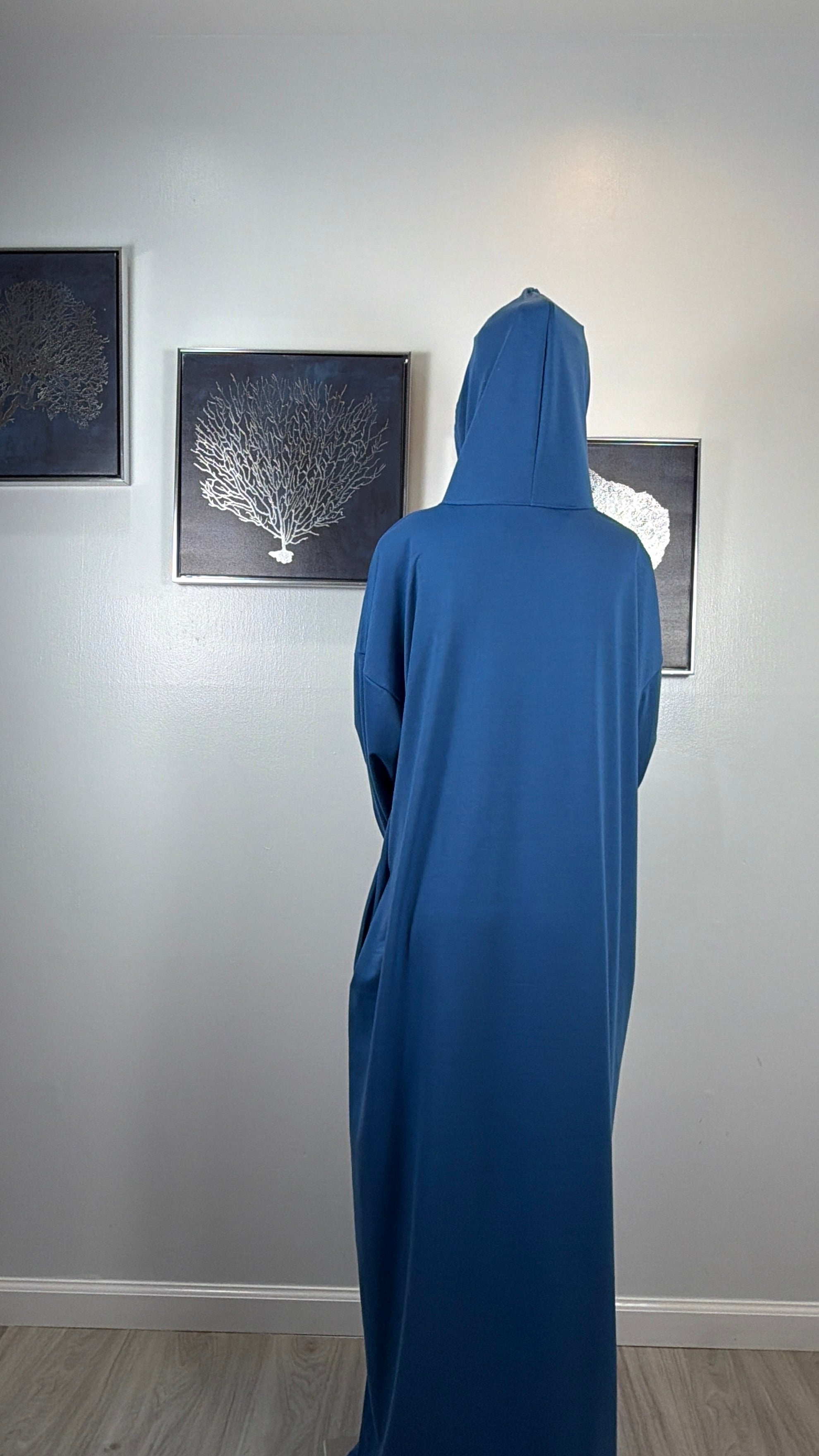 Modest Hoodie Maxi Dress | Hooded Muslim Abaya | Long Sleeve Maxi Dress with Pockets