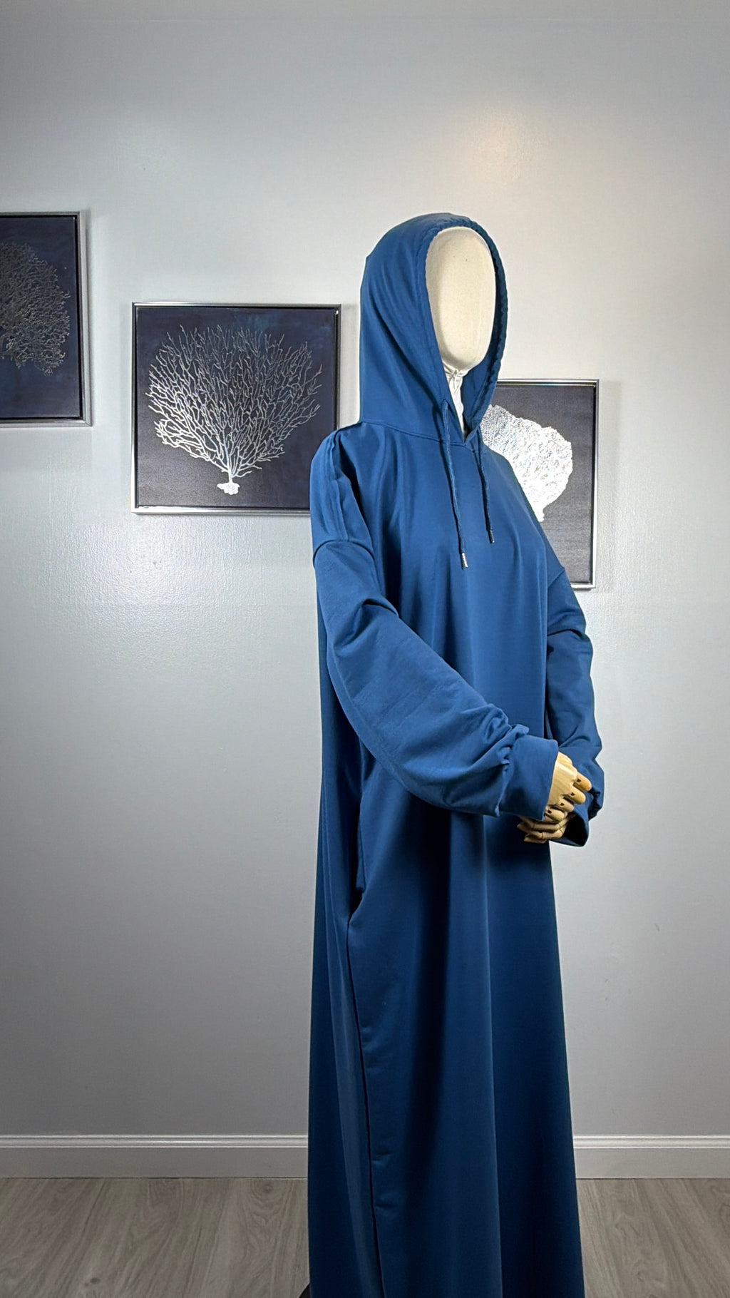 Modest Hoodie Maxi Dress | Hooded Muslim Abaya | Long Sleeve Maxi Dress with Pockets