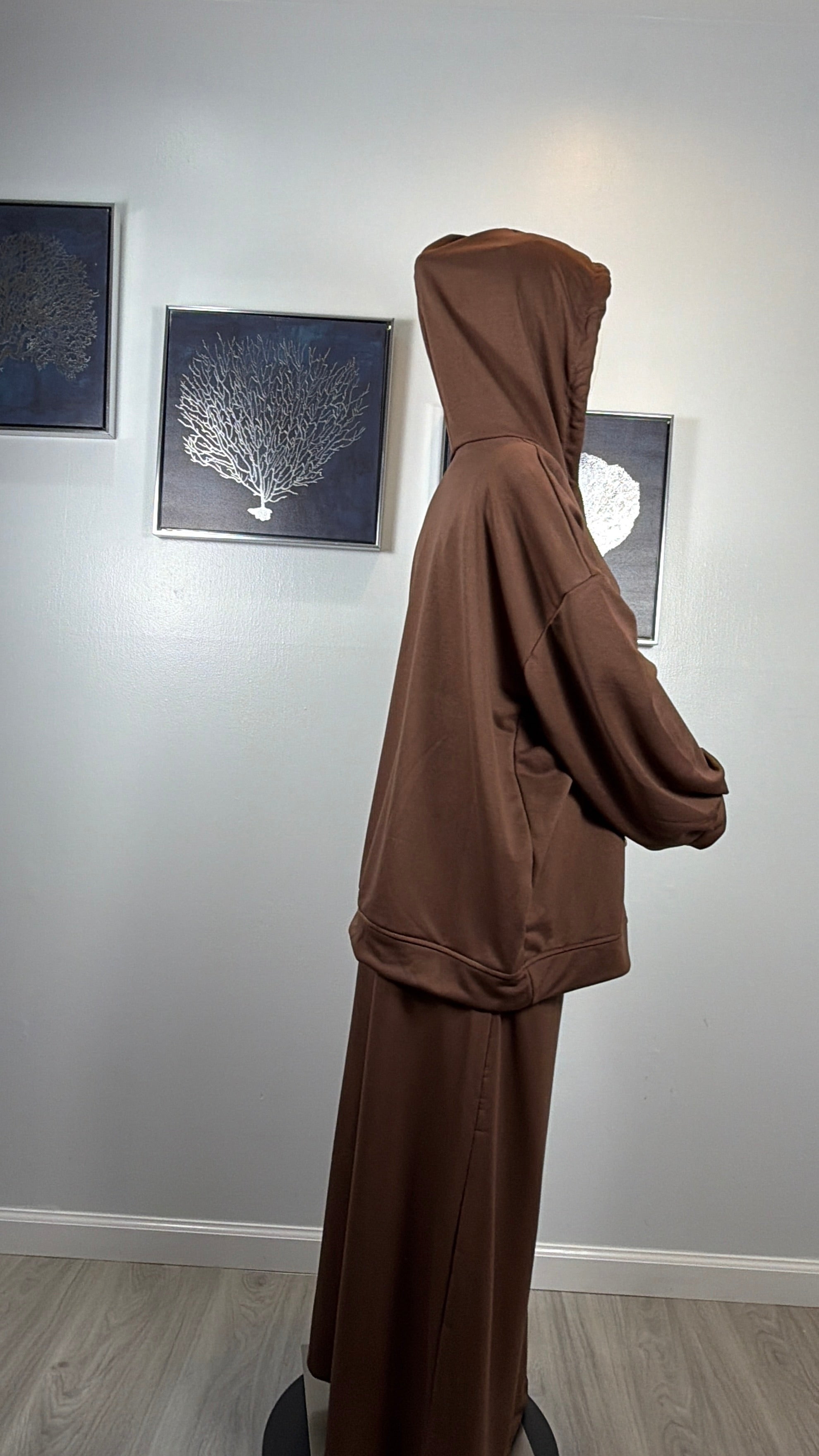 Modest Hoodie Maxi Skirt Set, Hijab Friendly Two Piece Outfit, Muslim Women Clothing, Long Sleeve Hooded Set