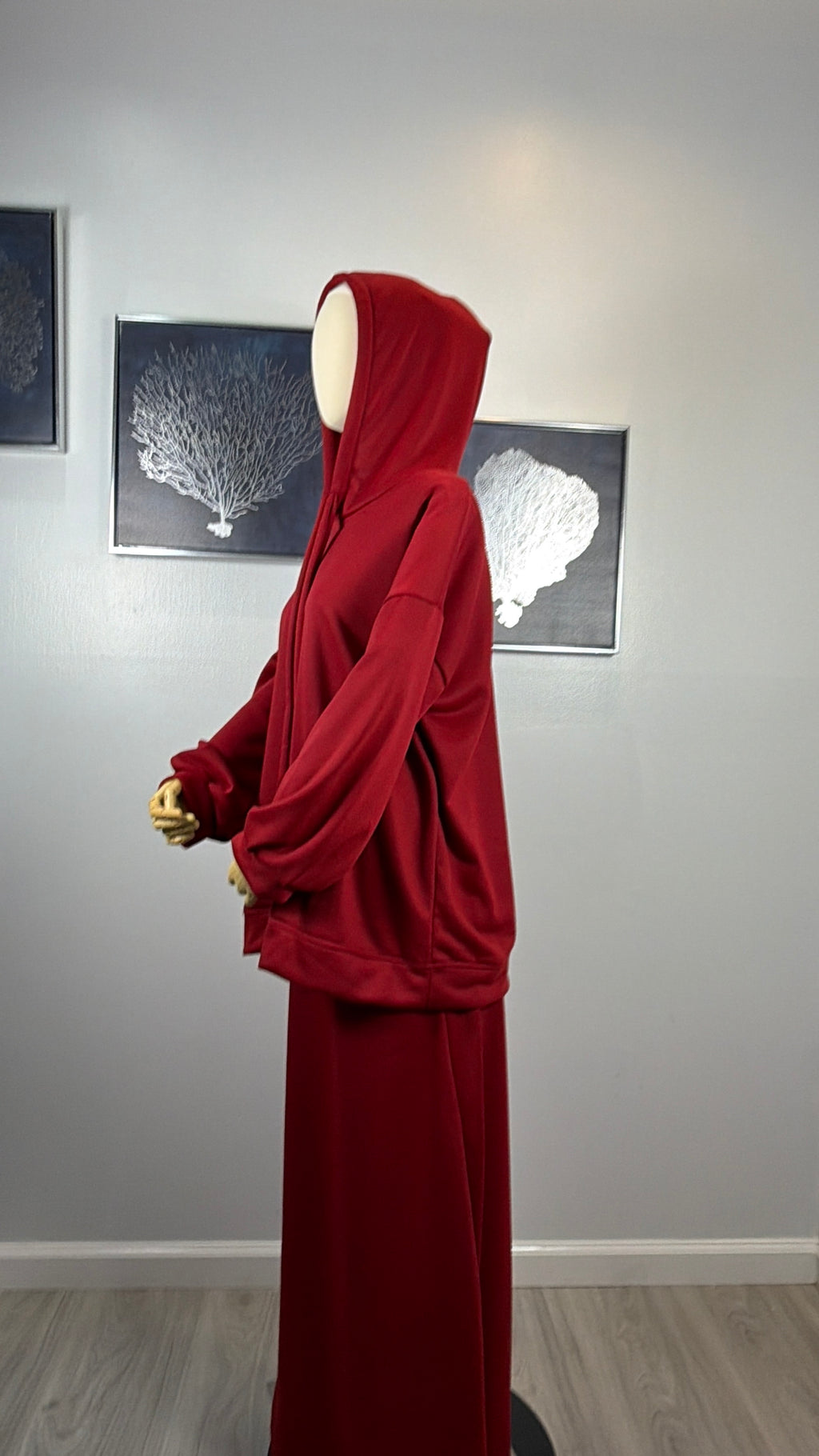 Modest Hoodie Maxi Skirt Set, Hijab Friendly Two Piece Outfit, Muslim Women Clothing, Long Sleeve Hooded Set