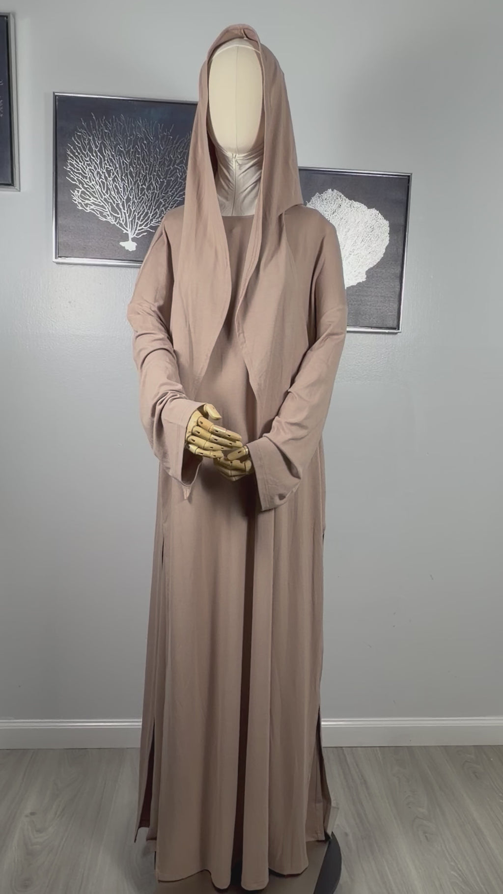 Elegant Modest Two Piece Set – Long Tunic & Wide Pants | Sand Beige