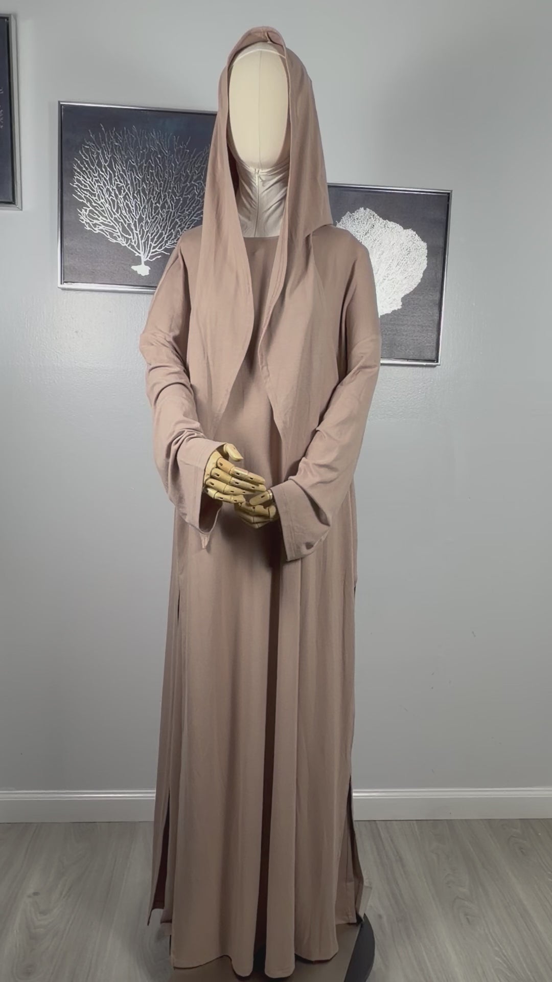 Elegant Modest Two Piece Set – Long Tunic & Wide Pants | Sand Beige